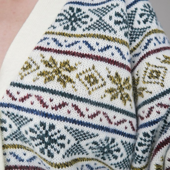 Vintage 80s Rainbow Fair Isle Cardigan Sweater - Picture 5 of 6